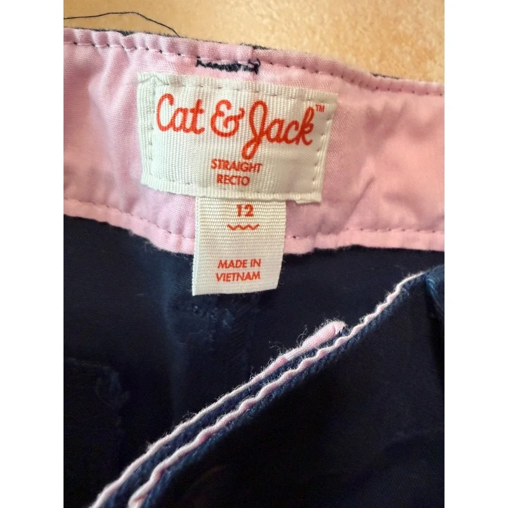 2 NWT Cat & Jack Girls Straight School Uniform Pants Navy Blue Size 12